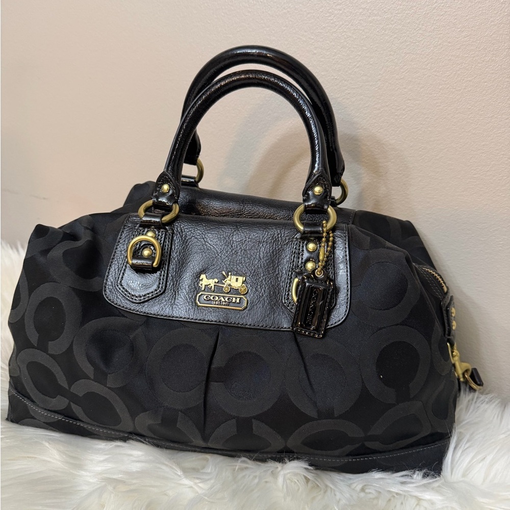 Vintage Coach Black Satchel with Gold Accents#12943 - Picture 1 of 14